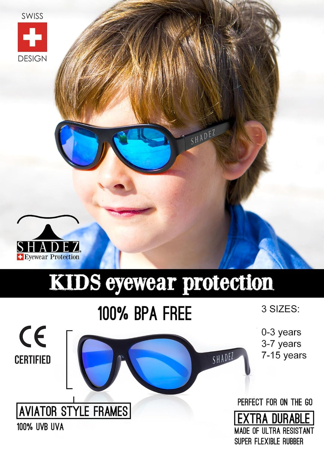 Shadez SHZ 02 Sonnenbrille, Junior, 3-7 Jahre, schwarz 3-7 Jahre (1er Pack) Schwarz, 3-7 Jahre (1er