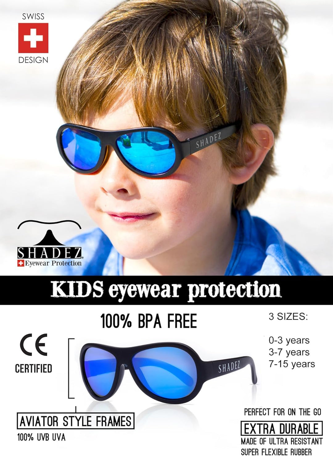 Shadez SHZ 02 Sonnenbrille, Junior, 3-7 Jahre, schwarz 3-7 Jahre (1er Pack) Schwarz, 3-7 Jahre (1er