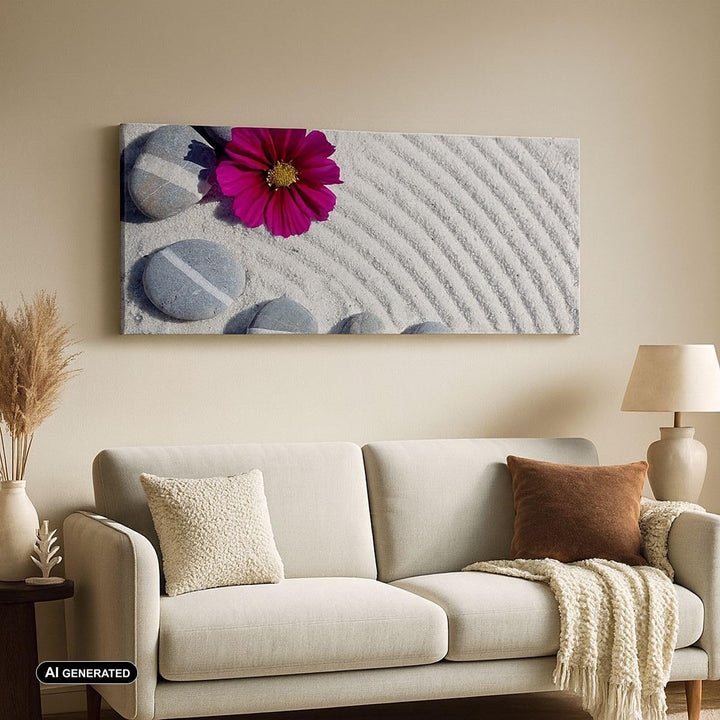Wandbilder Dekoration Wohnzimmer Zusammensetzung Steine Entspannung Bilder auf Leinwand 120x50cm Lei