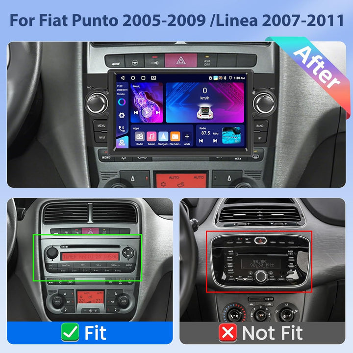 Hikity [4+64GB] Android 15 Autoradio für FIAT Punto 2005-2009 /Linea 2007-2011 Radio CarPlay Android