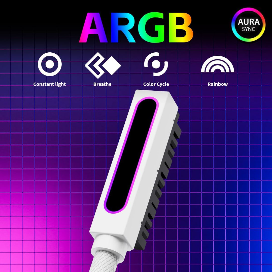 PSU 24Pin Verlängerungskabel(Modell-Rechts),5V 3Pin ARGB SYNC für PC Stromversorgungskabel,18AWG 24P