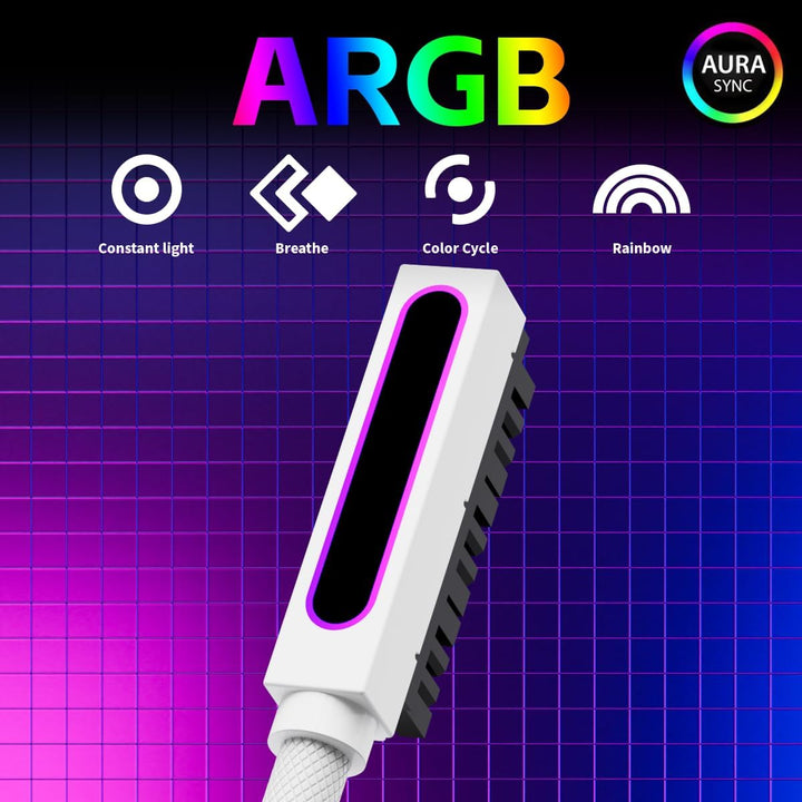 PSU 24Pin Verlängerungskabel(Modell-Rechts),5V 3Pin ARGB SYNC für PC Stromversorgungskabel,18AWG 24P