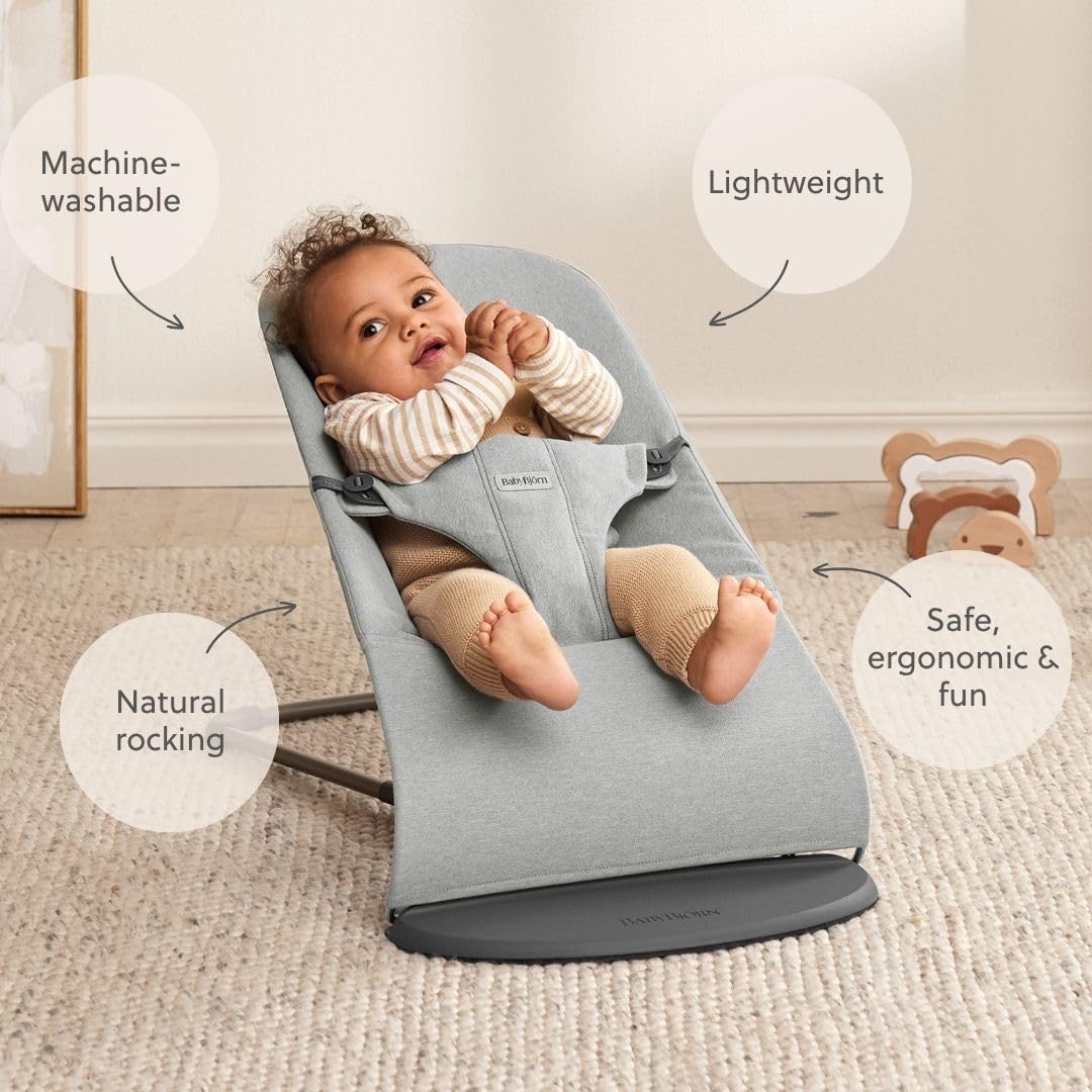BabyBjörn Babywippe Bliss, Gewebt Melange, Hellgrau
