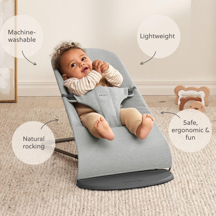 BabyBjörn Babywippe Bliss, Gewebt Melange, Hellgrau