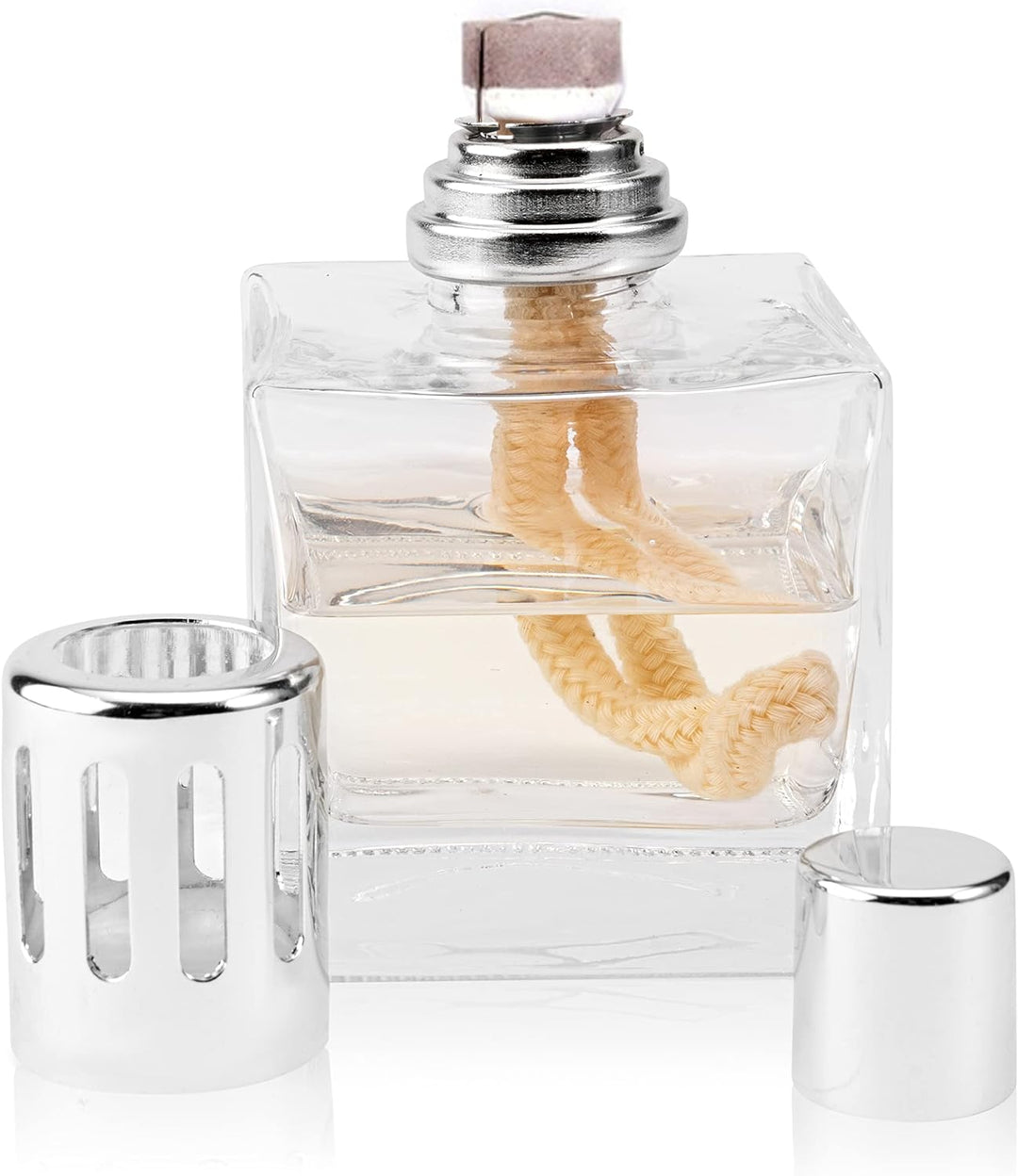 KAZIS® I Starterset katalytische Lampe + 1 Liter Frische Wäsche Duft I transparent Würfel