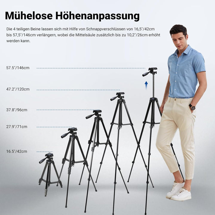 NEEWER Entry Level Version Stativ für Handy & Kamera, Metall Leichtes Tragbares Reisestativ mit Cold