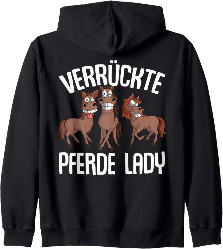 Verrückte Pferde Lady Damen Mädchen Reiterin Pferd Kapuzenjacke