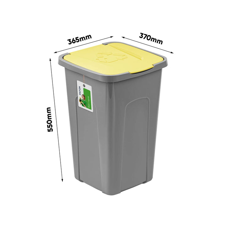 PAFEN Grosser Mülleimer 50l mit Deckel – 3er Set Abfallbehälter 550 x 365 x 370mm - Abfalleimer für