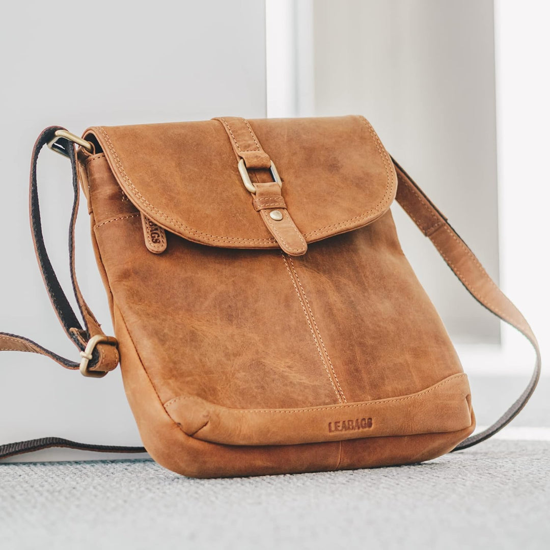 LEABAGS Leder Handtasche Damen I Premium Echtleder Umhängetasche I Damen Schultertasche I Damentasch