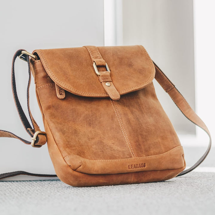 LEABAGS Leder Handtasche Damen I Premium Echtleder Umhängetasche I Damen Schultertasche I Damentasch