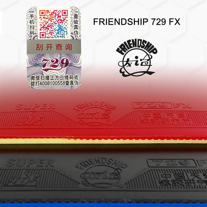 Friendship Super 729 FX | China Tischtennis Belag | Noppen innen | Offensiv | ITTF Zulassung Rot 1,2