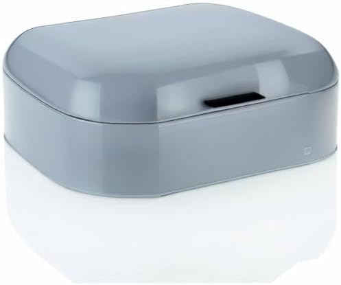 Kela 311167 Brotkasten, Glänzendes Metall, 44 x 21,5, Höhe: 22 cm, Frisco, hellgrau, Hellgrau