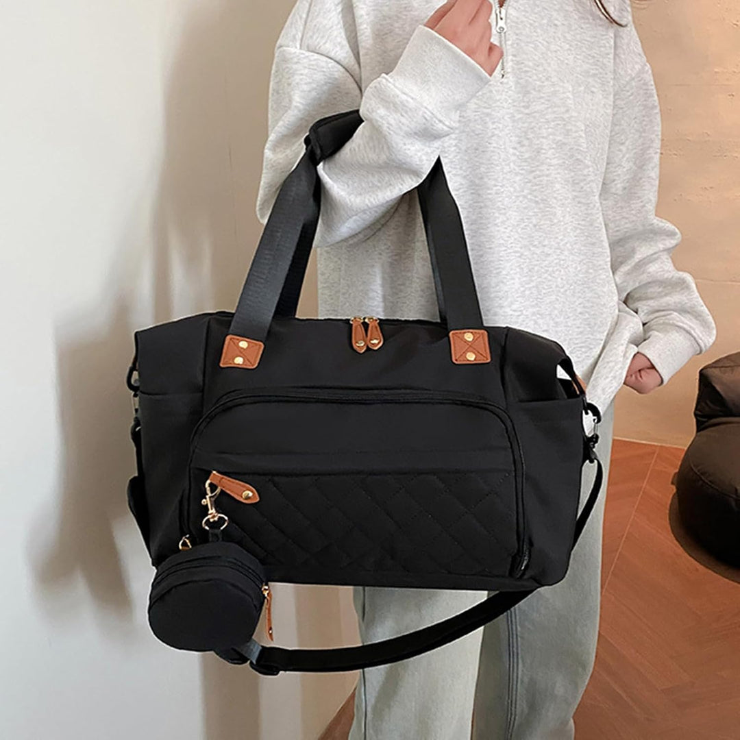 Generisch Large Diaper Bag, 48x20x28cm Nylon Travel Organizer Tote Handbag with Ergonomic Shoulder S