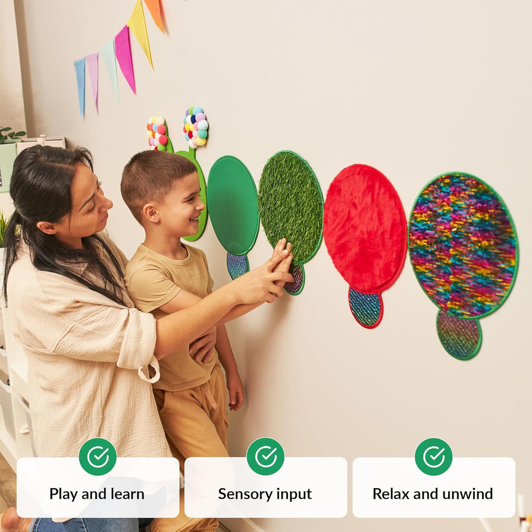 Sensorik-Wandpaneel für Kinder | Fühlen, Erleben & Lernen | Raupen-Sensorikspielzeug für Sensorikräu