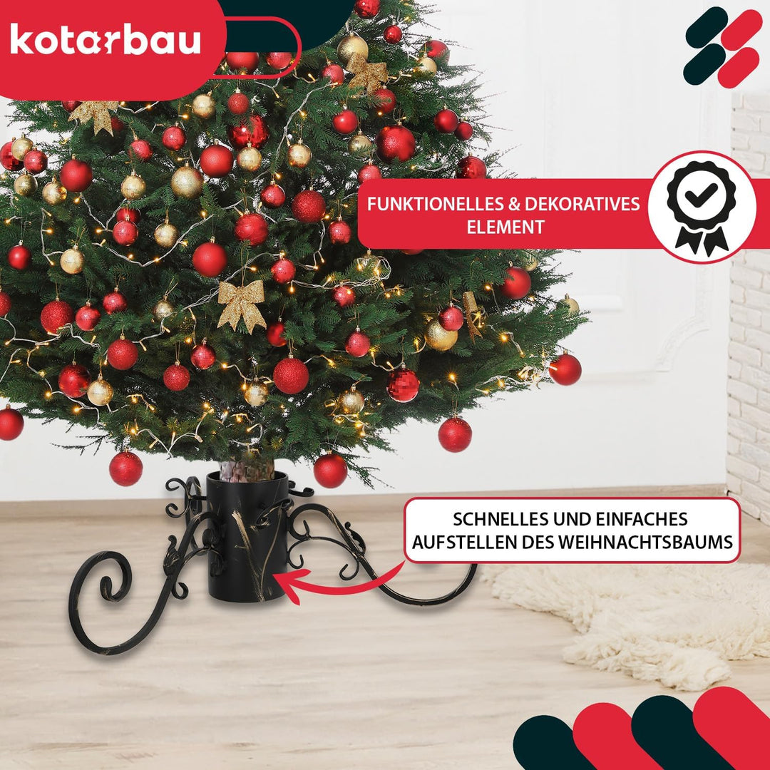 KOTARBAU® Weihnachtsbaumständer mit Wassertank für grosse Bäume Metall goldene Patina Tannenbaumstän
