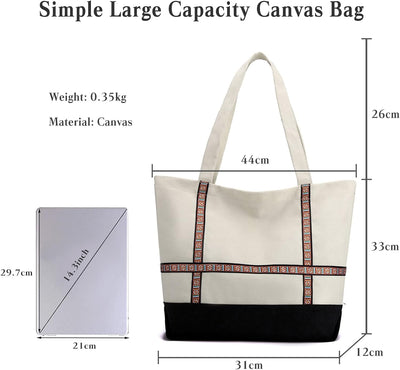 CORIOS Damen Henkeltaschen Canvas Tote Beutel Multifunktionale Henkeltasche Grosse Kapazität Schulte