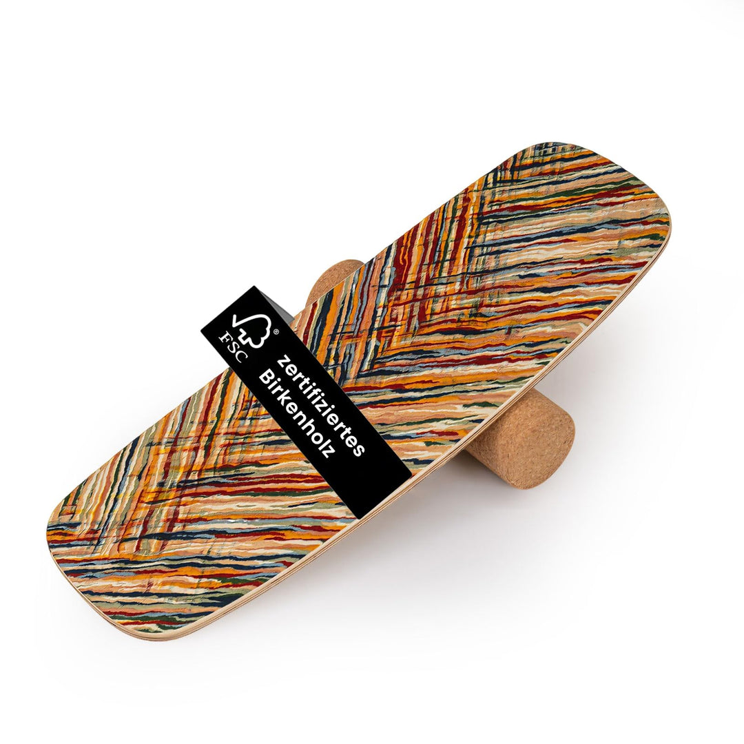 COSTWAY Balance Board aus Birkenholz, 14mm Wackelbrett + 10mm Korkrolle, FSC-zertifizierter Gleichge