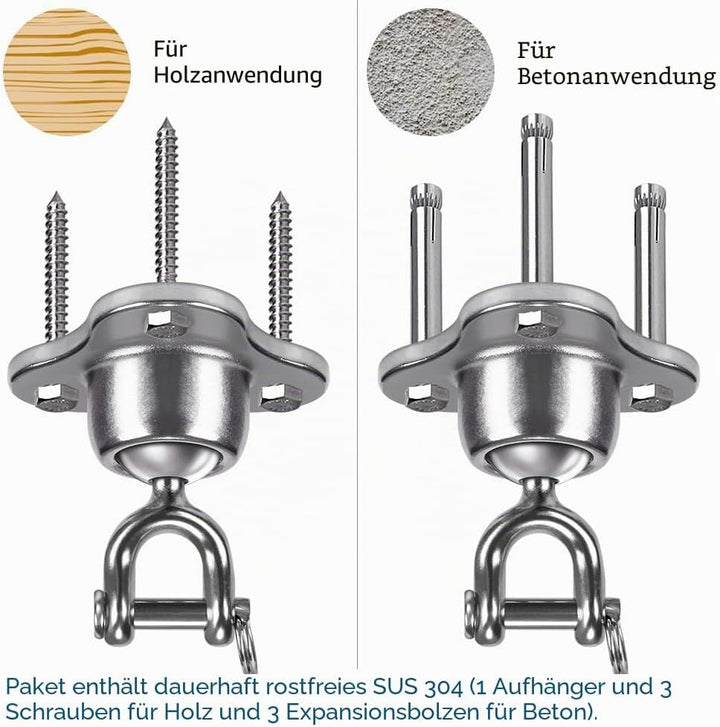 SELEWARE Schaukelhaken Schwerlast Hängesessel Outdoor - Drehhaken Boxsack Halterung Deckenhaken Holz