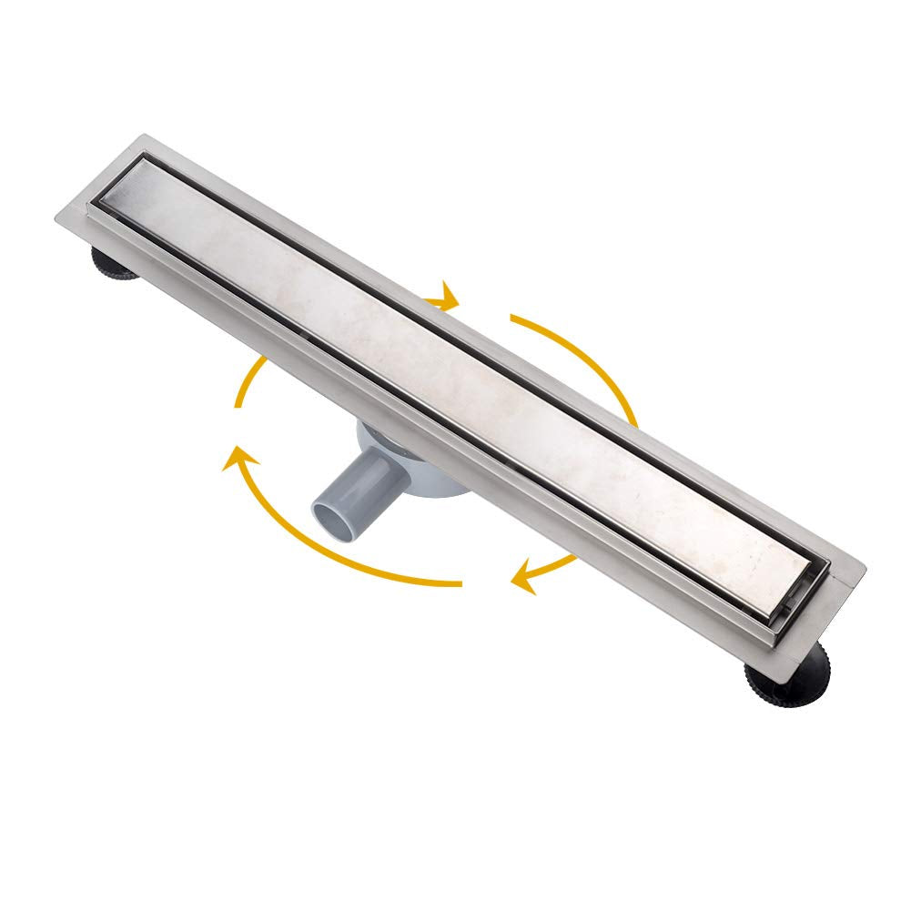 Duschrinne, 90cm,2 in 1,360?,Siphon mit Geruchsstop und Haarsieb Randablauf Befliesbar Edelstahl Abl