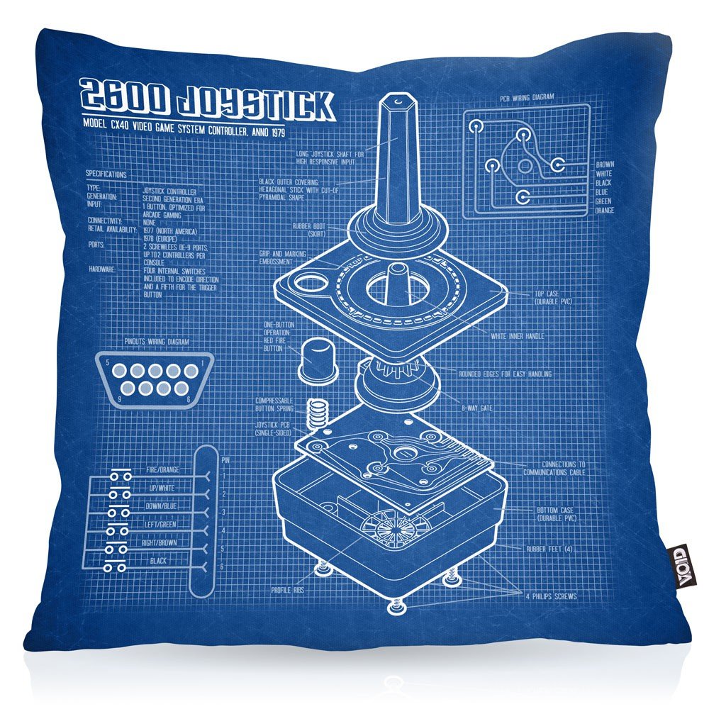 VOID 2600 VCS Computer Blaupause Kissenbezug Kissenhülle Outdoor Indoor 80er Joystick 8-Bit Retro Ga