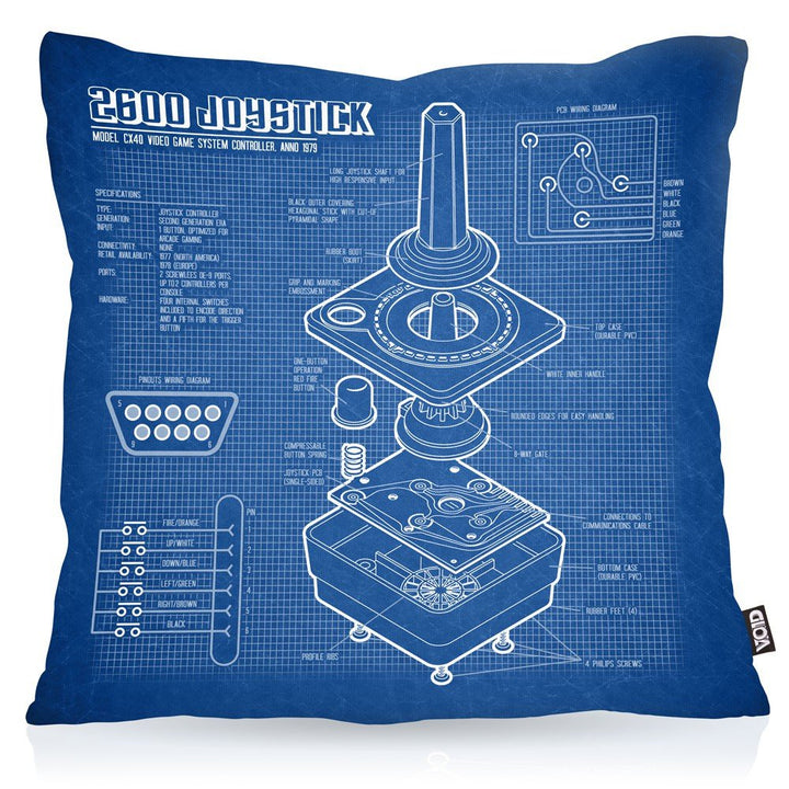 VOID 2600 VCS Computer Blaupause Kissenbezug Kissenhülle Outdoor Indoor 80er Joystick 8-Bit Retro Ga