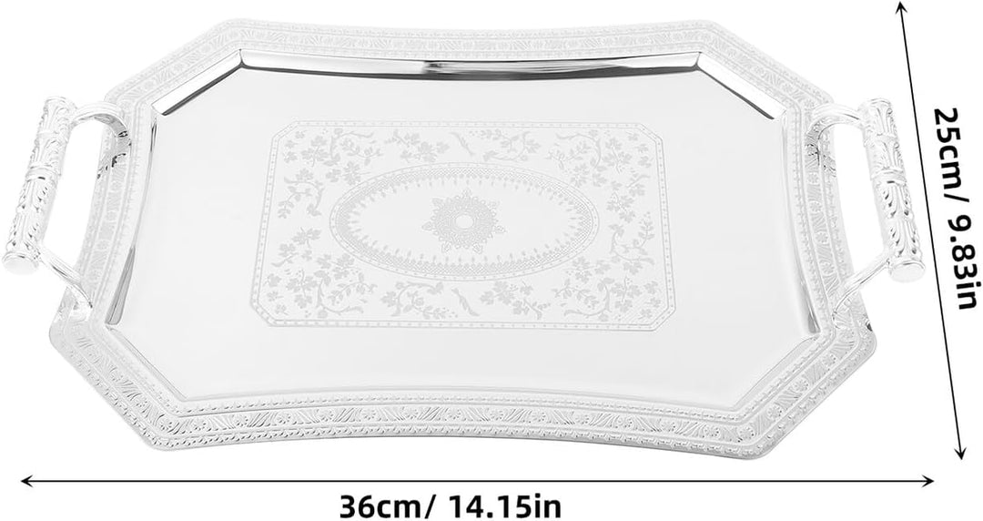 Gadpiparty Elegantes Edelstahl Serviertablett mit Griffen Vintage Design Vielseitiges Snack Appetith