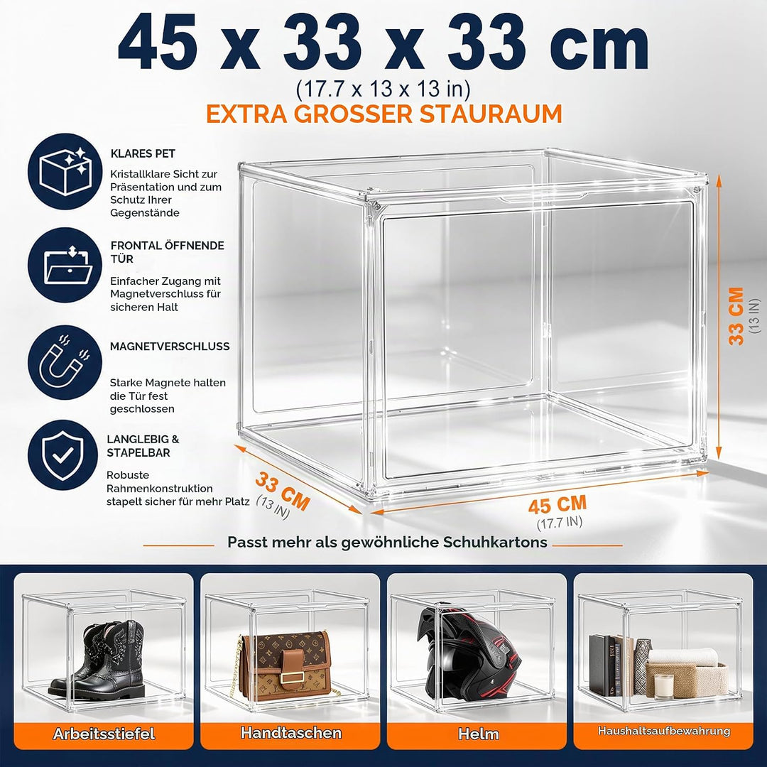 Schuhaufbewahrungsbox, XXX-Grosse Extra grosse Acryl Display Case Transparente Sneaker Schuh Organiz