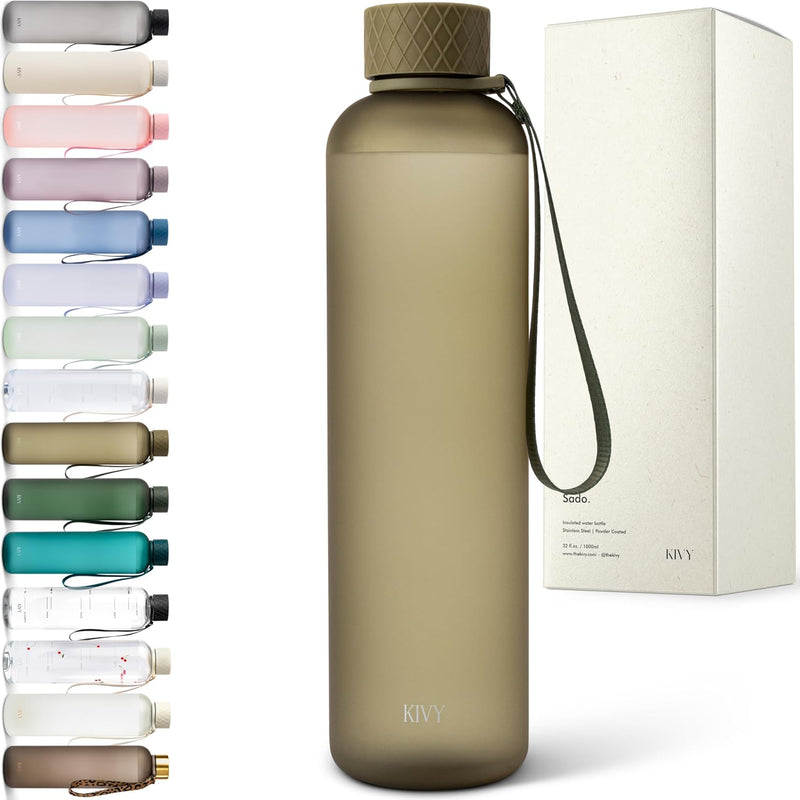KIVY Tritan Trinkflasche 1l Kohlensäure geeignet & auslaufsicher - BPA-Frei - Wasserflasche für Uni,