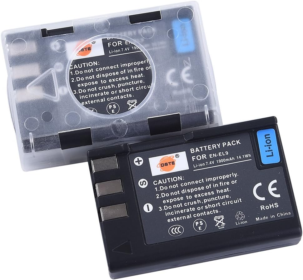 DSTE EN-EL9A EN-EL9 Ersatzakku (2er Pack) und Smart LED Dual USB-Ladegerät Kompatibel mit Nikon D40