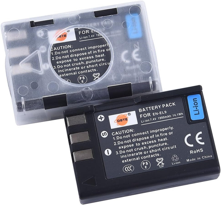 DSTE EN-EL9A EN-EL9 Ersatzakku (2er Pack) und Smart LED Dual USB-Ladegerät Kompatibel mit Nikon D40