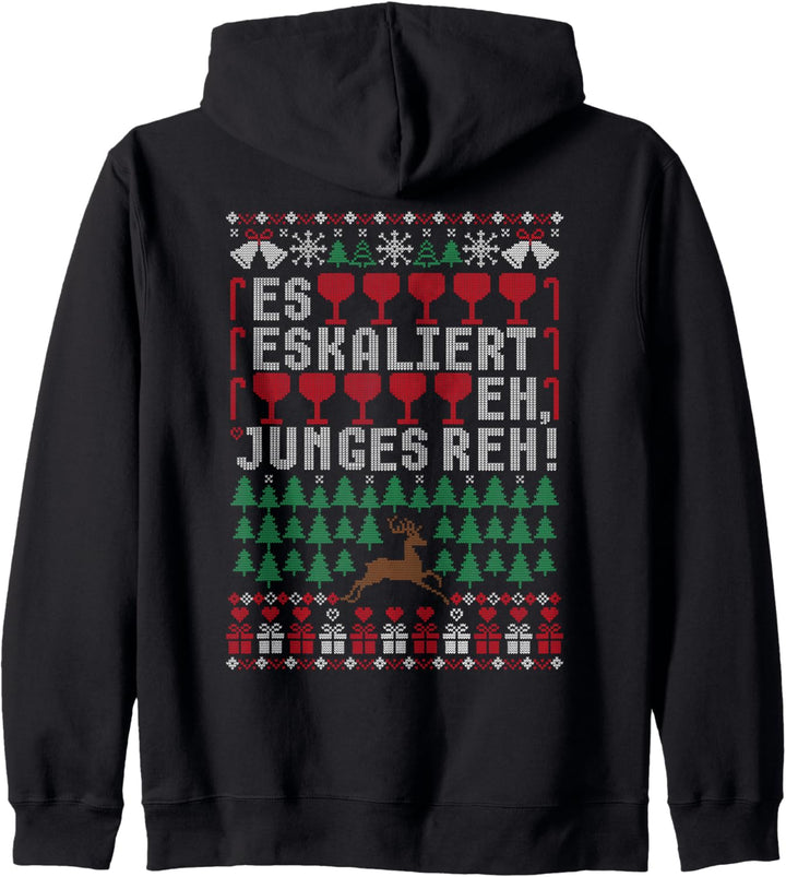 Es eskaliert eh Ugly Christmas Sweater Reh Weihnachten X-mas Kapuzenjacke