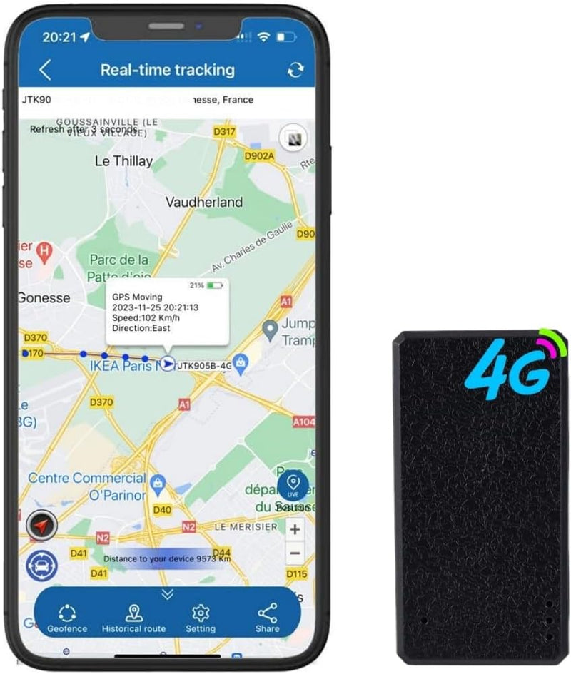 Winnes 4G Mini GPS Tracker, Tragbarer Magnet Auto GPS Tracker, Klein GPS Ortungsgerät mit App Ohne A