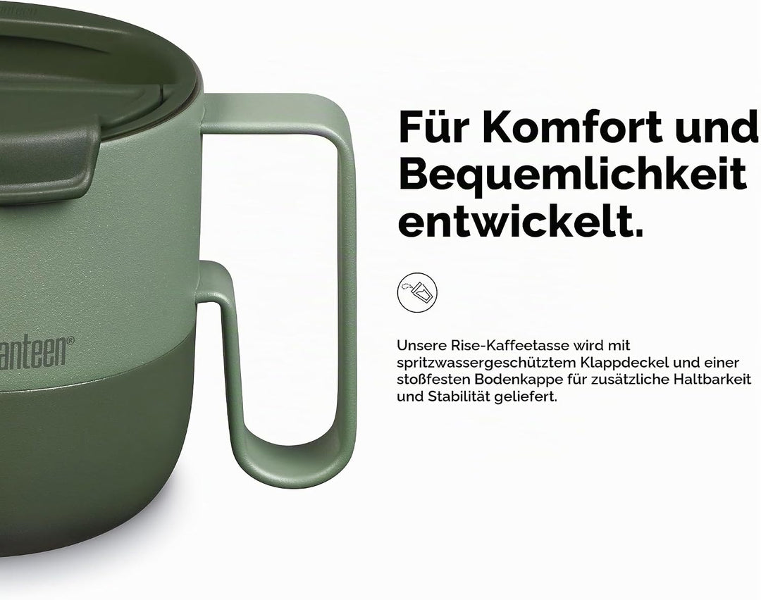 KleanKanteen RiseMug mit Flip Lid in der Farbe: Sea Spray, 414ml, aus Edelstahl hergestellt, spülmas