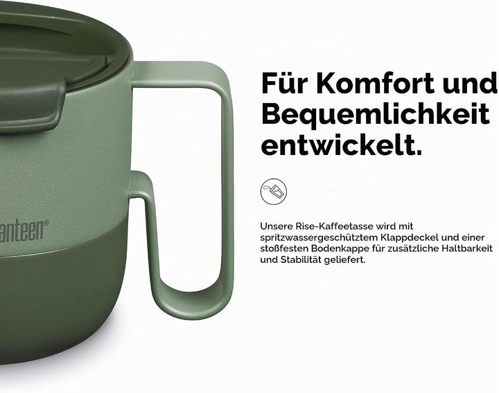 KleanKanteen RiseMug mit Flip Lid in der Farbe: Sea Spray, 414ml, aus Edelstahl hergestellt, spülmas