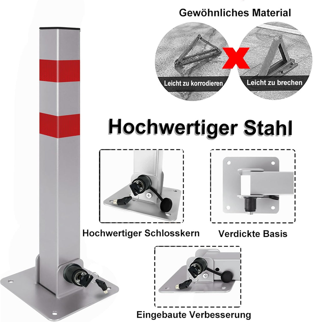 HENGMEI 1xParkpfosten Parkplatzsperre Poller klappbar Absperrpfosten Parkplatzsperre Wegsperren Sper