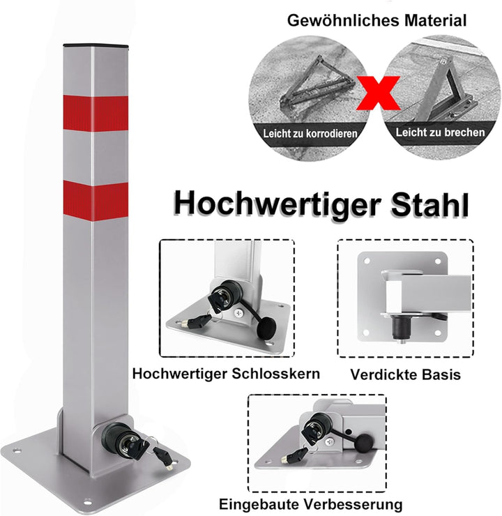 HENGMEI 1xParkpfosten Parkplatzsperre Poller klappbar Absperrpfosten Parkplatzsperre Wegsperren Sper