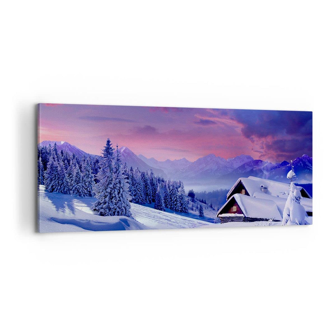 Panorama Bilder auf Leinwand 100x40cm Leinwandbild Winter Landschaft Frost Schnee Gross Wanddeko Bil