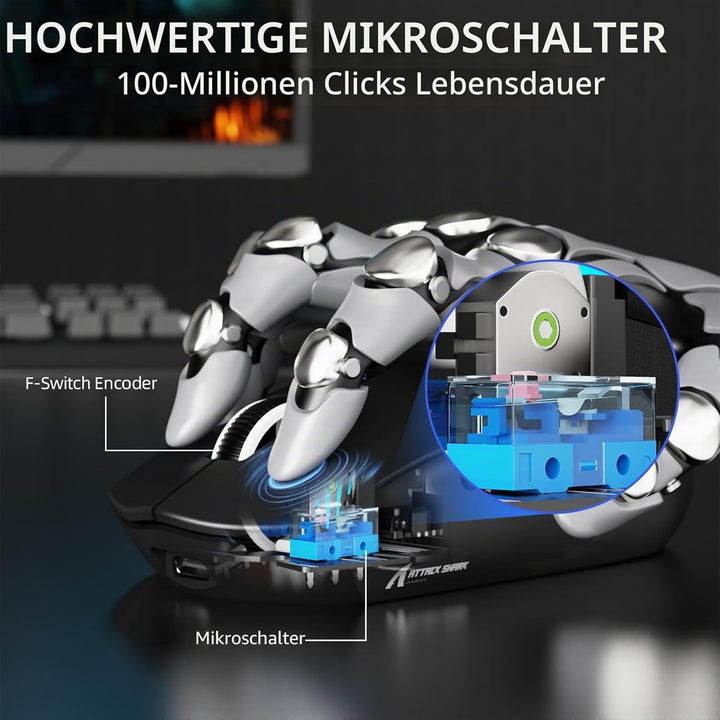 ATTACK SHARK G3PRO Kabellose Gaming-Maus mit Magnetischer Ladestation, PixArt PAW3311-Sensor, Bis zu
