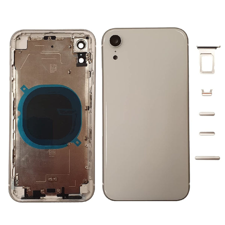 Smartex® Backcover aus Glas + Rahmen kompatibel mit iPhone XR | Rückseite Cover + Frame (Weiss) XR W