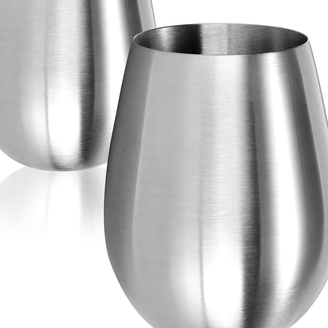 COM-FOUR® 4x Weinglas aus Edelstahl - Weinbecher 500 ml für Reisen - Edelstahl-Becher To Go - Stiell