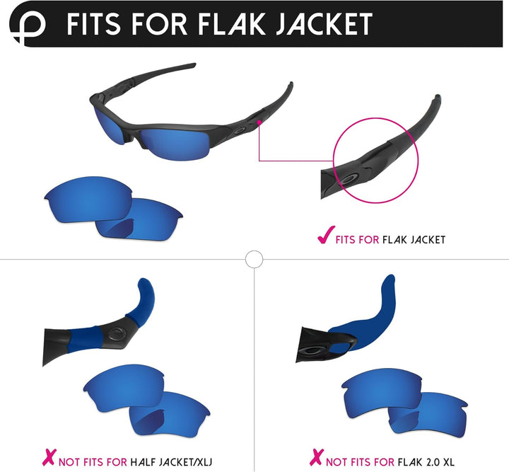 PapaViva Ersatzlinsen für for Oakley Flak Jacket Tiefes Wasser - Polarisiert