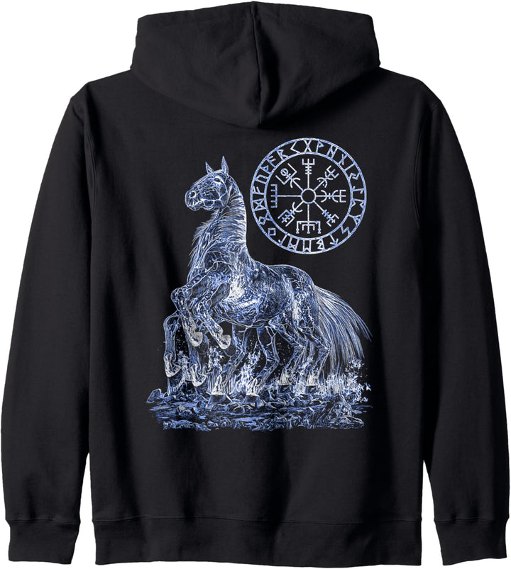 Wikinger nordische Mythologie Odins Sleipnir Vegvisir Kapuzenjacke