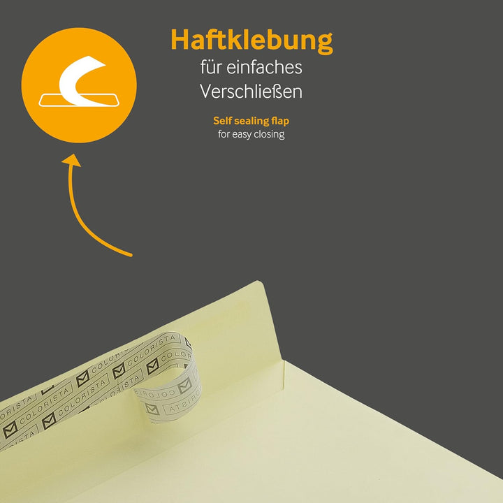 100 Stück, Farbige Briefumschläge, 160 x 160 mm, Haftklebung mit Abziehstreifen, Gerade Klappe, 130