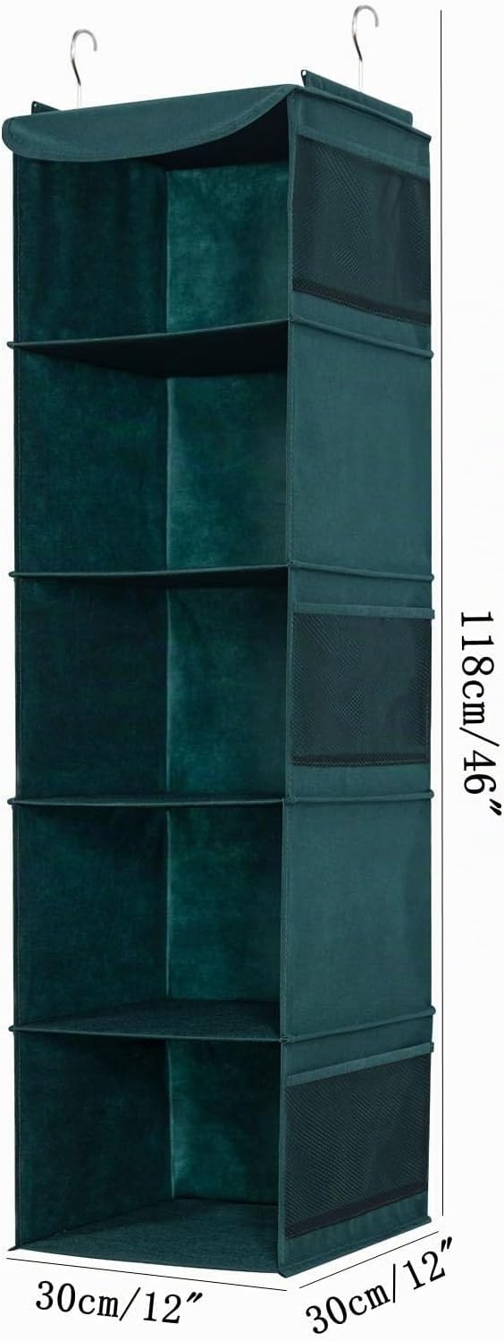 2er Set Hängeregal Kleiderschrank Organizer, 5 Fächer hochwertige Hängeaufbewahrung mit Eisengestell