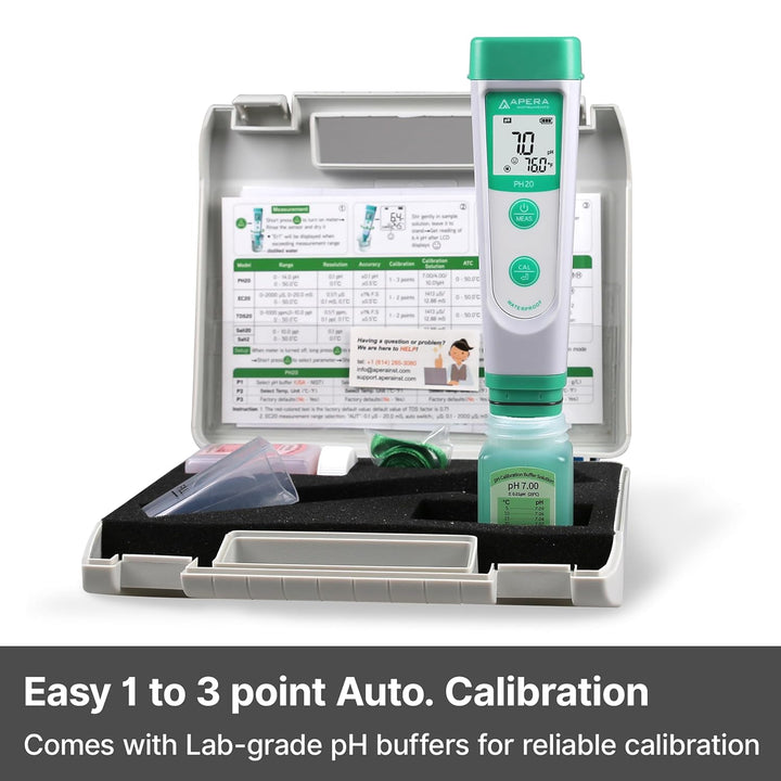 Apera Instruments PH20 pH-Meter, Messgerät im Taschenformat (±0,1 pH-Genauigkeit, 0 -14 pH-Messberei