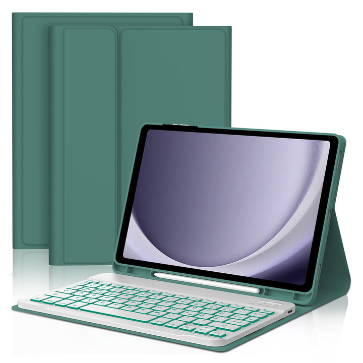 FOGARI Hülle mit Tastatur für Samsung Galaxy Tab A9 Plus 11 Zoll 2023 | Mit 7 Farben Beleuchtung Mag