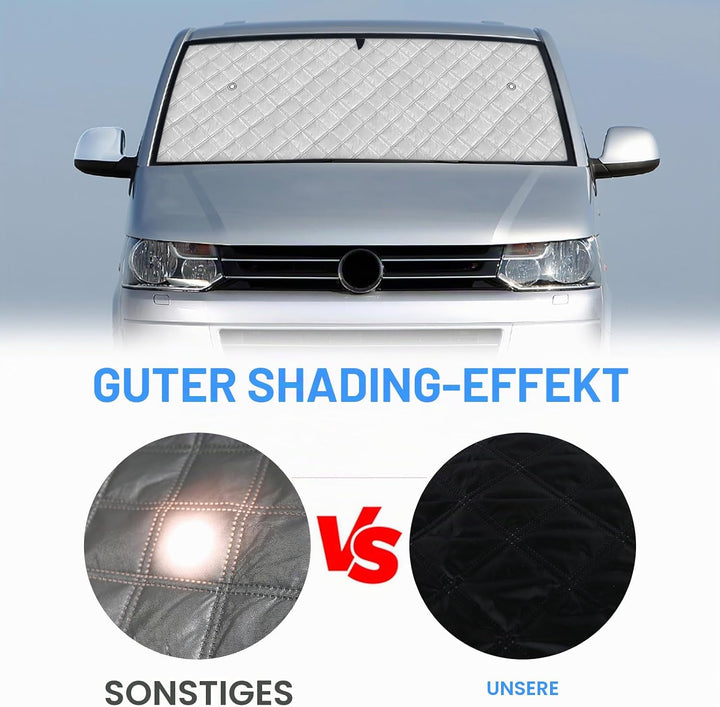 Thermomatte Fahrerhaus Innen Kompatibel mit VW T5 T6, 8PCS LWB Faltbare Isolierte Sonnenschutz Front