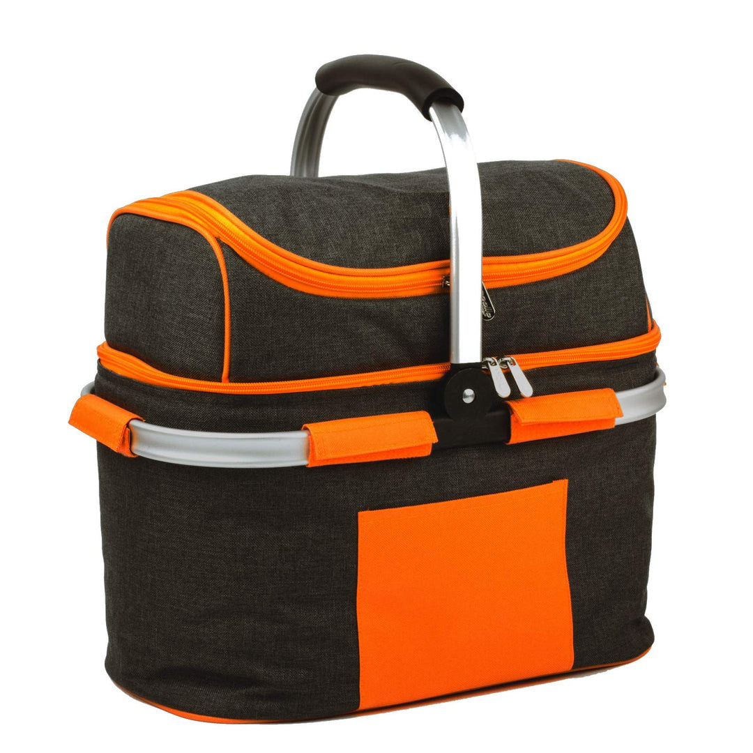 SVITA Picknickkorb 25l Thermo Einkaufskorb mit Kühlfunktion Kühlbox Kühltasche Grau