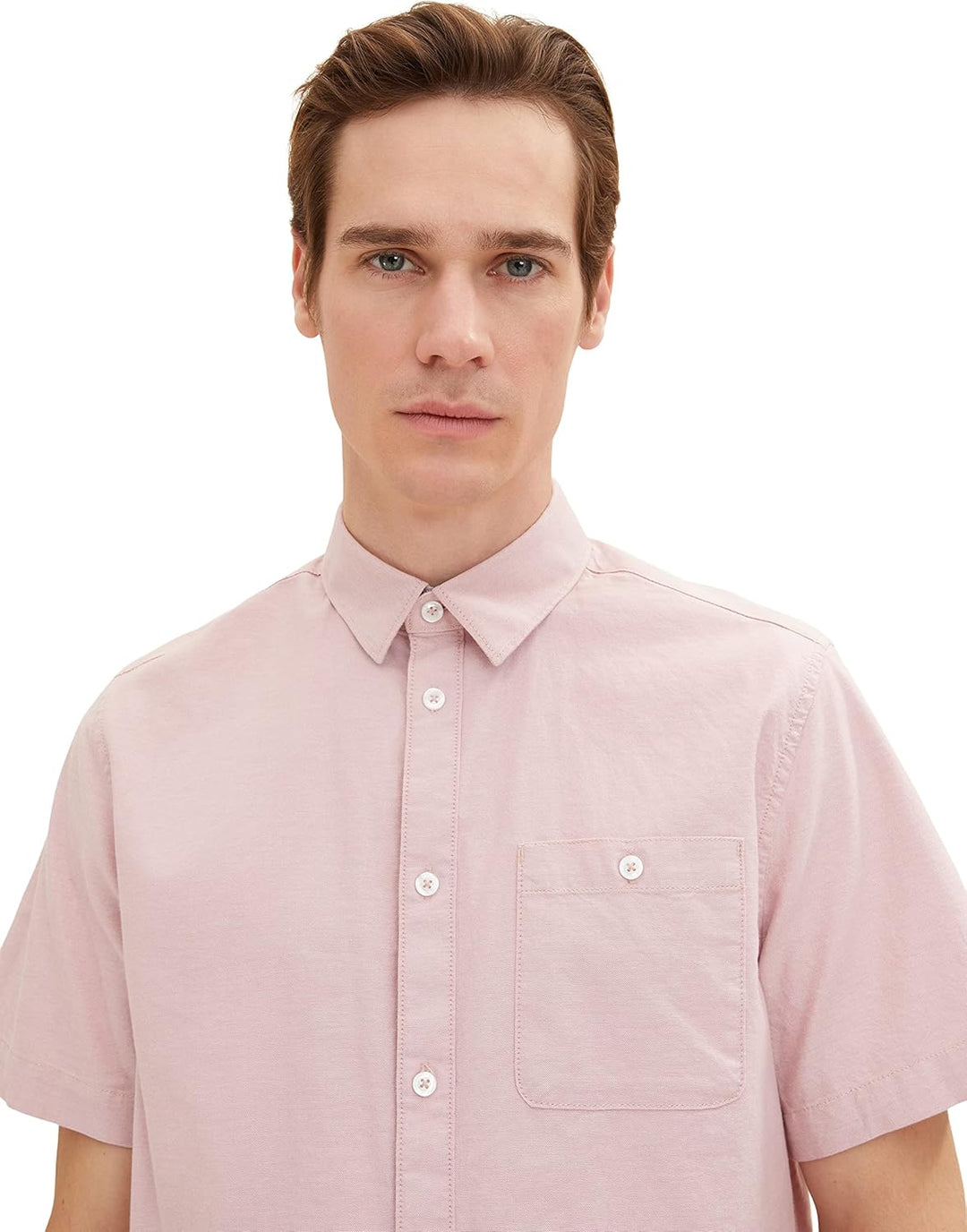 TOM TAILOR Herren Oxford Kurzarm-Hemd mit Stretch L 31201 - Velvet Rose Chambray, L 31201 - Velvet R