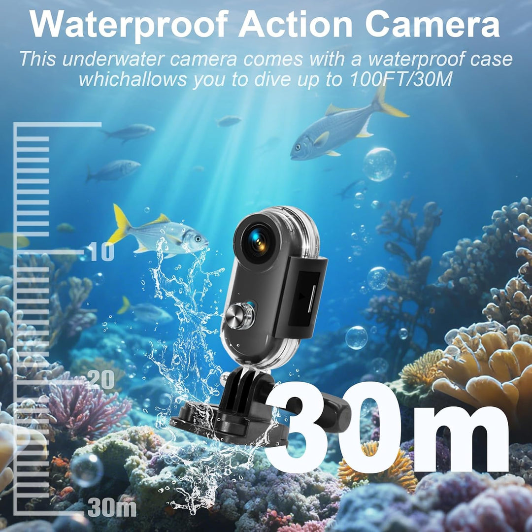 Action Cam WiFi,HD 1080P Mini Sportkamera mit 32 GB Speicherkarte,360° Kleine Action Kamera,Fahrrad